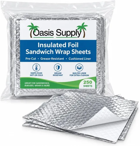 Vista 9 de Oasis Supply, Hojas aisladas precortadas para sándwich - Resistente a la grasa, para alimentos calientes, 100 unidades, 10 3/4 x 14 pulgadas