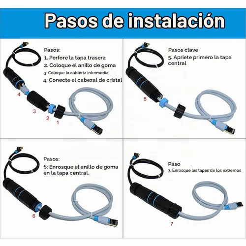 Vista 6 de Acoplador RJ45 Impermeable IP68, Conector Ethernet Impermeable Blindado de Cobre Puro, Conector LAN Exterior Ethernet Impermeable IP68 para Cable