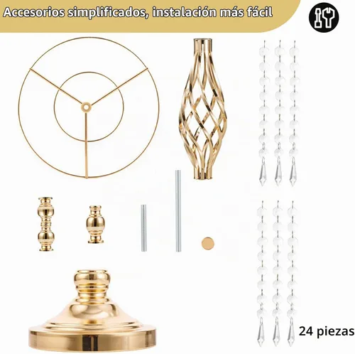 Vista 6 de Nuptio 2 piezas de soporte de flores de cristal para mesas, 21.7 pulgadas de alto, elegante soporte de metal para arreglos florales, florero
