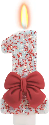 Vista 34 de Vela de cumpleaños para pastel, vela 0 - purpurina rosa con lazo, vela de feliz cumpleaños de 2.76 pulgadas, adorno superior de pastel para fiestas