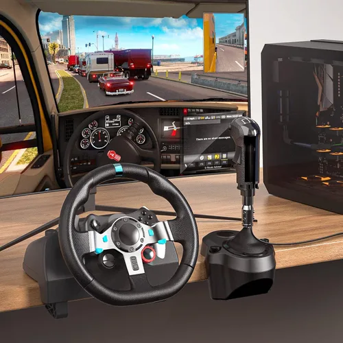 Vista 7 de TOCiTAA USB Truck Simulator Shifter, Gearshift Knob for ATS & ETS2 - Compatible with Logitech G29 G27 G25 G920, Thrustmaster TH8A and Fanatec SQ