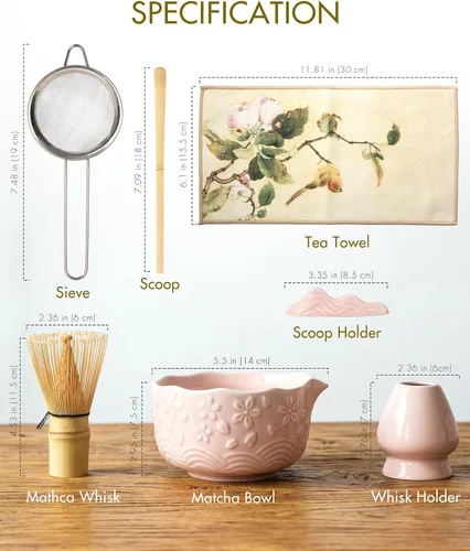 Vista 8 de SIMPLETaste Juego de batidor Matcha para amantes de las machas (rosa)