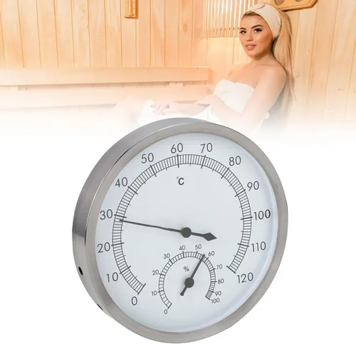 Vista 7 de Termómetro higrómetro de madera 2 en 1, higrómetro para sala de vapor, sauna, accesorios Fahrenheit