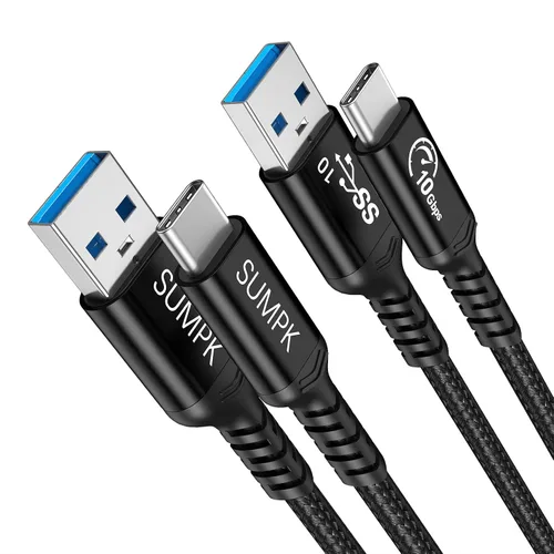 Vista 13 de Android Auto & CarPlay - Cable USB C de 10 Gbps 60 W PD de 1.5 pies (paquete de 2, negro), USB 3.1 Gen 2 a USB-A, cable de carga rápida compatible