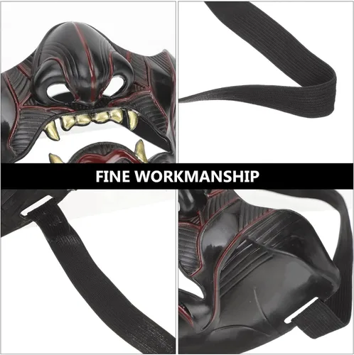 Vista 4 de Didiseaon Samurai Oni Half Oni Half Face Oni Face Oni para hombre Oni Half Face Ghost Japonés
