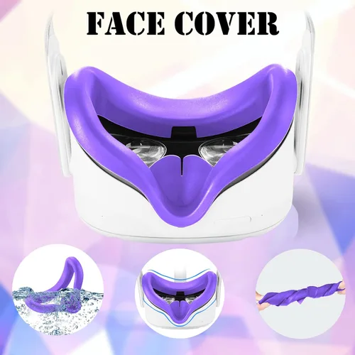 Vista 5 de Accessories Compatible with Oculus Quest 2 Silicone Touch Controller Grip Cover, Face Cover, Headset Shell Cover, Protective Lens Case, Disposable