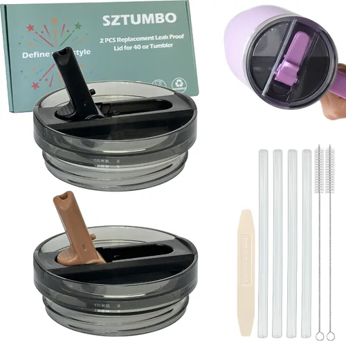 Vista 7 de 2 tapas con popote desmontable para Stanley Quencher ProTour de 40 onzas, tapa 100% a prueba de fugas para accesorios de vasos Stanely de 40 onzas