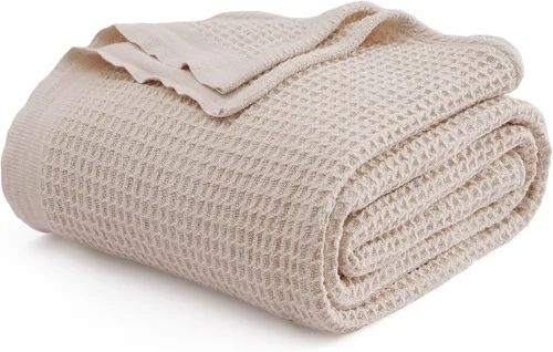 Vista 34 de Bedsure Gentlesoft - Manta de 100 % algodón, tamaño Twin XL, para dormitorio universitario, transpirable y suave, manta Twin de tejido waffle