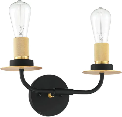 Vista 3 de Onyx - Lámpara industrial para tocador de baño, 1, color negro y dorado
