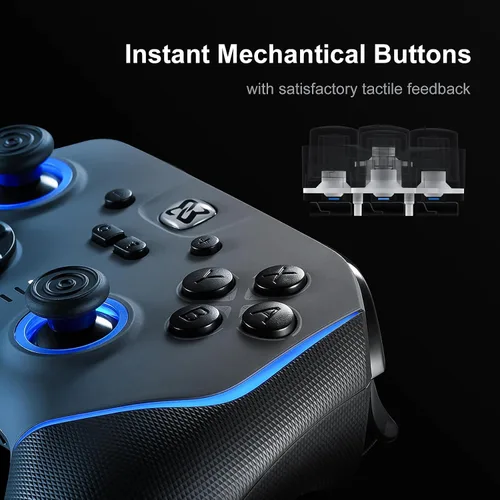 Vista 4 de BINBOKPLAY Switch Pro Controller, Game Controller for PC/Switch2/Switch, 7 Color LED Hall Effect Controller with Microswitch Buttons, PC Controller