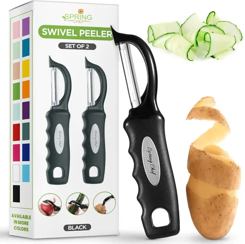 Vista 22 de Spring Chef Pelador de verduras giratorio prémium, color negro
