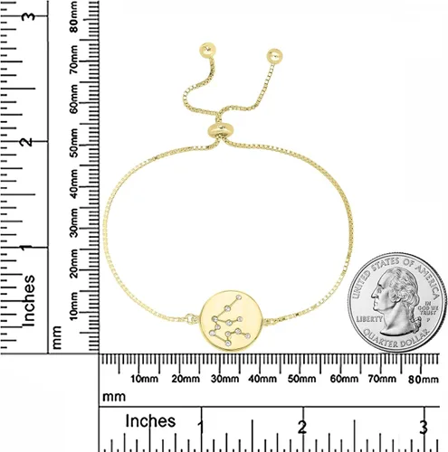 Vista 3 de GEMISTRY Zodiac Gold Plated Crystal Bracelet With 9 Inch Adjustable Chain Birthmonth Bracelet - Jewelry Gift for Womens or Girls, Her, Birthday