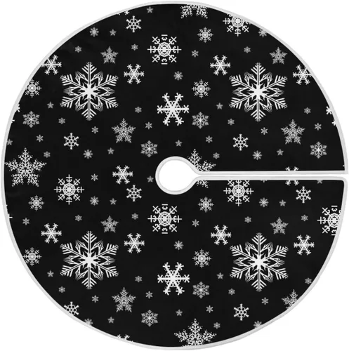 Vista 20 de Falda de árbol de Navidad azul de 36 pulgadas, decoraciones de copo de nieve plateado, tapete de árbol de Navidad para invierno, pequeño
