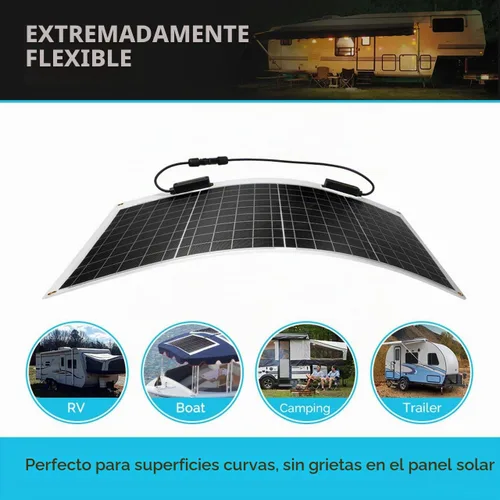 Vista 2 de Renogy Panel Solar Flexible de 50 Vatios 12 Voltios Monocristalino Ultra-Flexible Doblable Mono Cargador Fuera de la Red para Marina RV Cabaña