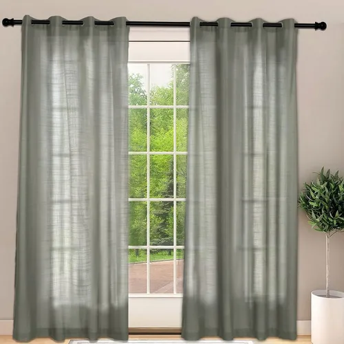 Vista 20 de Frelement Cortinas opacas extralargas de 108 pulgadas de largo, para sala de estar, cortinas de lino con bloqueo de luz, cortinas con aislamiento
