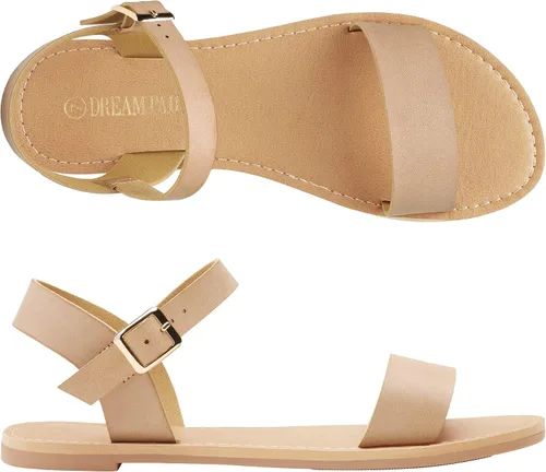 Vista 3 de DREAM PAIRS - Sandalias bajas de verano, flexibles, con correa al tobillo, punta abierta, para mujer