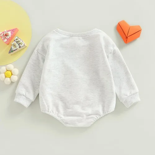 Vista 11 de Enterizo de manga larga con estampado de letras para bebés, niñas y niños