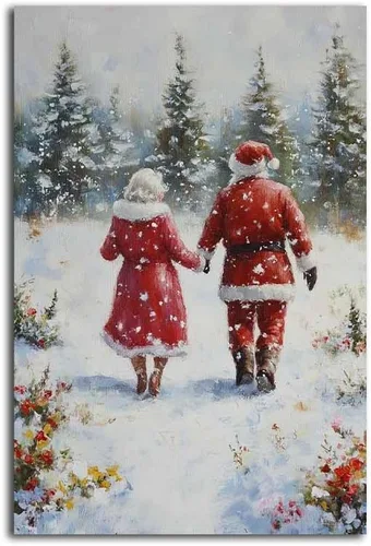 Vista 9 de NTEUMM Póster de lienzo con diseño de reno y abrazo de Papá Noel, arte de pared de Papá Noel, fotos de Navidad, regalo de Navidad, decoración