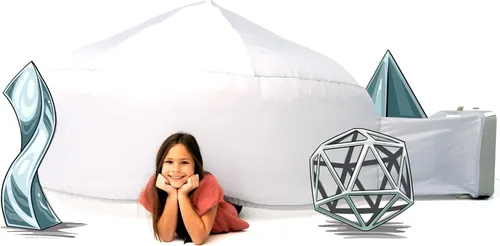 Vista 21 de AirFort - Fuerte inflable para niños, se construye en 30 segundos, tienda de campaña para jugar a partir de 3 años (pelota de playa azul)