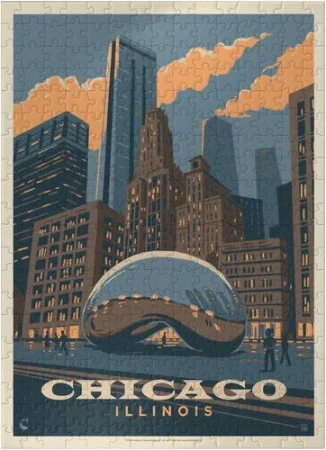 Vista 8 de MyPuzzle Chicago, IL: Magic Bean, Vintage Poster - Rompecabezas prémium de 100 piezas para adultos