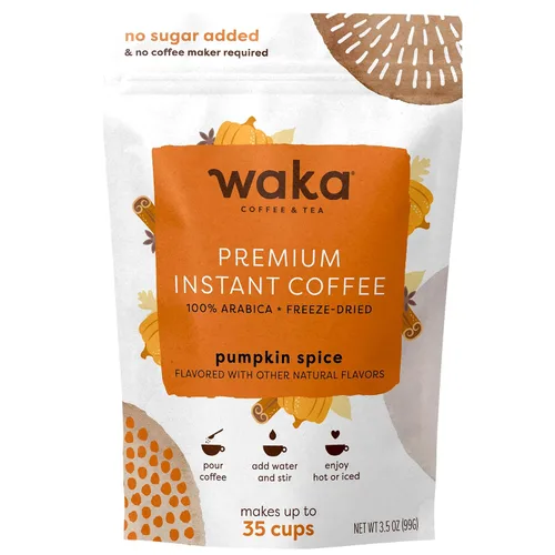 Vista 23 de Waka - Café instantáneo de calidad, tostado medio descafeinado, granos arábica y liofilizados. Bolsa de 35 porciones para café instantáneo caliente