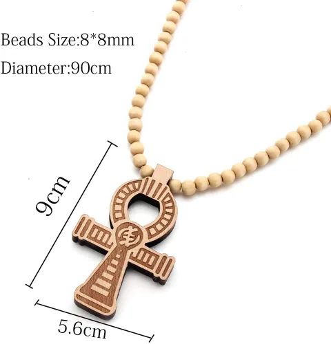 Vista 2 de Hiphop Woody Beads Ball Símbolo Hombre África Mapa Jesús Cruz Empaistic Colgante Collares para Mujeres Hombres Joyería Regalos