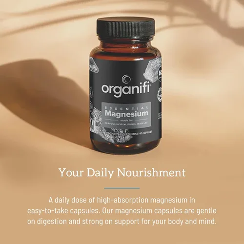 Vista 5 de Organifi Suplemento esencial de glicinato de magnesio para apoyo óseo y salud muscular, 150 mg, 60 cápsulas veganas
