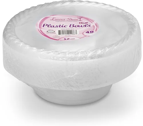 Vista 3 de Laura Stein - Platos desechables de plástico transparente de alta calidad, de gran peso, para postre, ideal para bodas, eventos, fiestas, catering