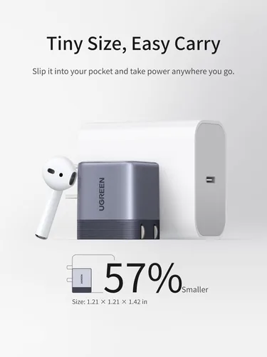 Vista 2 de UGREEN Nexode Air - Bloque de cargador USB C de 45 W, carga rápida Ultra Gris