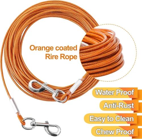 Vista 3 de Cable de Amarre para Perros, Correa para Perros de 20 pies - Cable de Amarre Resistente para Perros Grandes de hasta 125 libras - Cadena para Perros