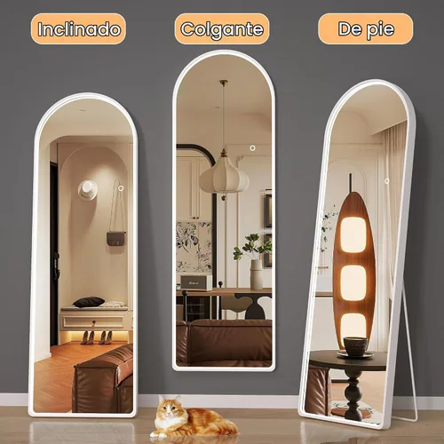 Vista 5 de Hasipu Espejo de Cuerpo Completo de 55" X 18" con Luces, Espejo LED de Cuerpo Completo con Marco Blanco en Arco y 3 Temperaturas de Color y Brillo