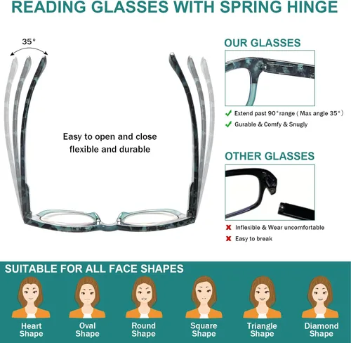 Vista 5 de Lentes de lectura progresivas con multienfoque estilo Oprah para mujeres, lectores de computadora con bloqueo de luz azul y bisagra de resorte