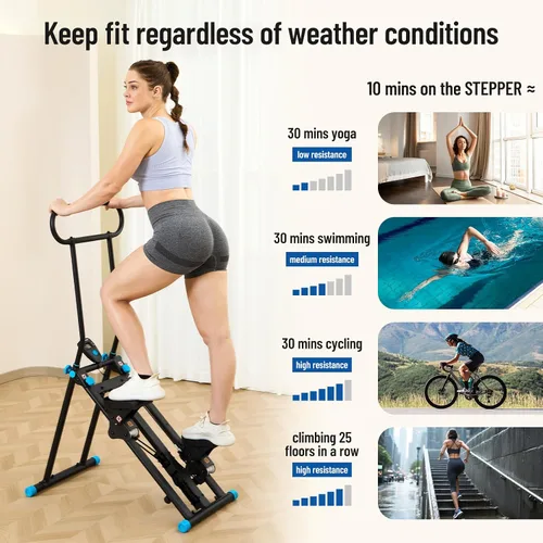 Vista 6 de HXD-ERGO Stair Stepper for Home, New Version 6 Adjustable Resistance Vertical Climber Cardio Exercise Machine, Folding Stair Climber for Full Body