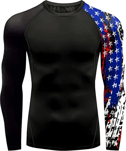 Vista 2 de color cosplayer Camiseta de compresión de manga larga para hombre, protección solar UPF 50+