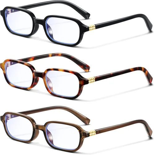 Vista 9 de Retro Rectangle Glasses for Women Small Square Blue Light Blocking Glasses Reduce Eye Strain