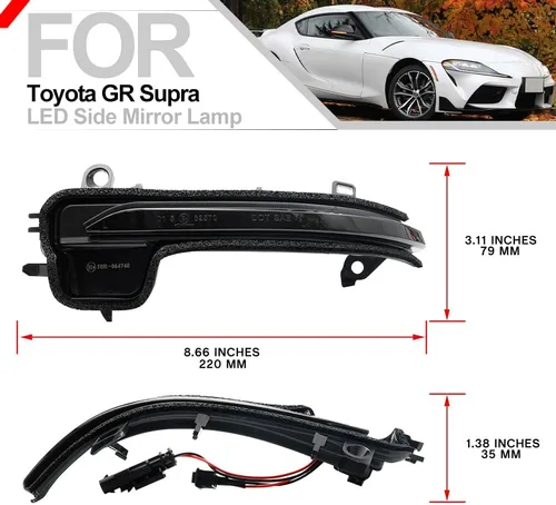 Vista 5 de Luces LED dinámicas para espejo lateral intermitente para Toyota GR Supra 2020-2023, lente ahumada, luces intermitentes secuenciales, accesorios