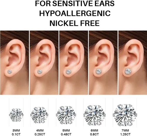 Vista 6 de Flat Back Stud Earrings Surgical Steel Hypoallergenic Stud Earrings for Women Girls Cartilage earring Tragus Jewelry 20G Helix Earrings-5 Pairs