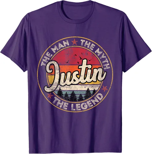 Vista 3 de Justin The Man The Myth The Legend - Camiseta personalizada con nombre, Negro