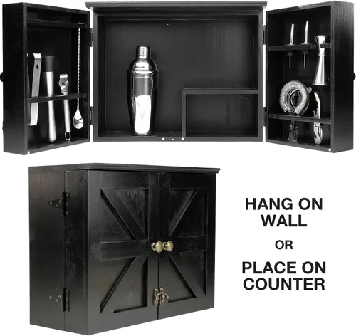 Vista 4 de Excello Global Products Gabinete de camarero Barndoor con juego de herramientas de barra de 10 piezas: el kit perfecto para camareros domésticos