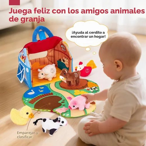 Vista 5 de hahaland Juguetes para bebés de 6 a 12 meses, animales de granja sorpresa