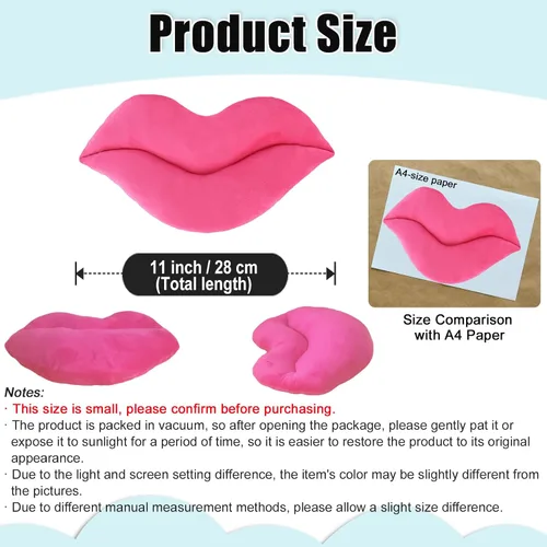 Vista 2 de zhidiloveyou 2PCS 11" Lip Plush Pink Small Decor Pillow Lindo Hug Toy Soft Lip Shaped Cushion