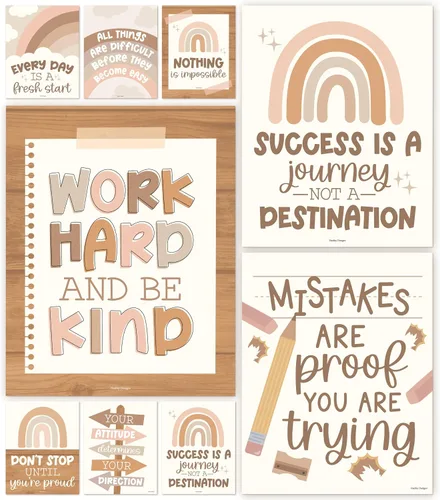 Vista 10 de Hadley Designs Póster motivacional para decoración de aula, 9 pósteres de aula de mentalidad de crecimiento, decoración de pared inspiradora