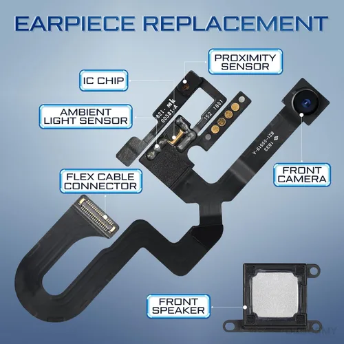 Vista 2 de Para iPhone 7 Plus Reemplazo de la cámara frontal 7MP 5.5 "Kit de reparación Auricular Altavoz de oído Reemplazo OEM Módulo Parte con Sensor de Luz