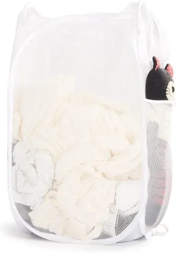 Vista 42 de Cesta de malla desplegable para ropa sucia con asas duraderas - Cesta plegable portátil para dormitorio, baño y viajes (negro)