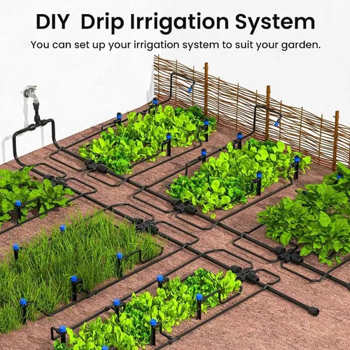 Vista 5 de Kit automático de riego por goteo para invernadero, patio y jardín, sistema de riego por micronebulización con boquillas ajustables, temporizador