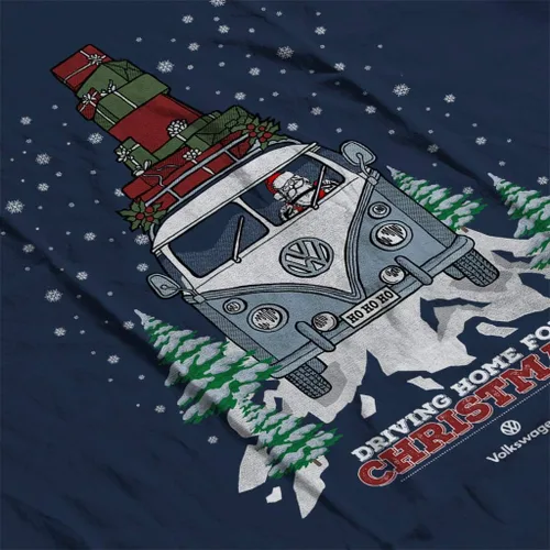Vista 5 de Volkswagen Christmas Camper White Text Men's T-Shirt