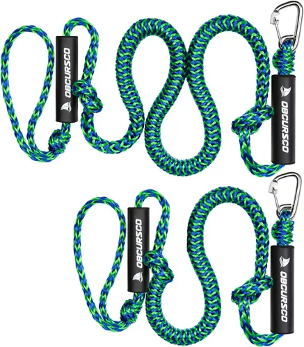 Vista 10 de Obcursco Líneas de muelle elásticas para barco, cuerda de amarre con clips de acero inoxidable 316, accesorios para moto acuática, PWC, SeaDoo