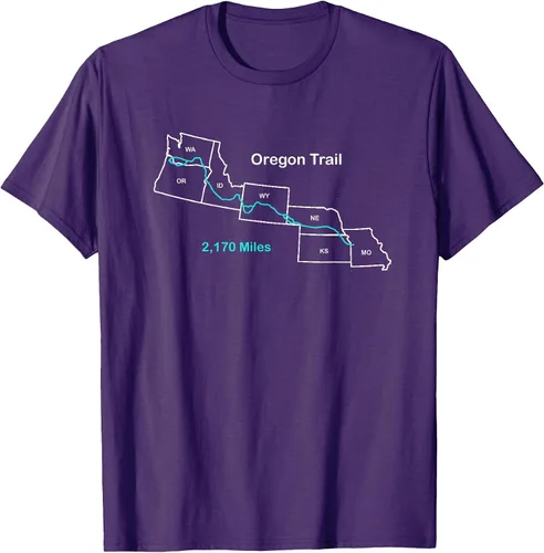 Vista 4 de Route Map of The Oregon National Historic Trail T-Shirt Asphalt Grey