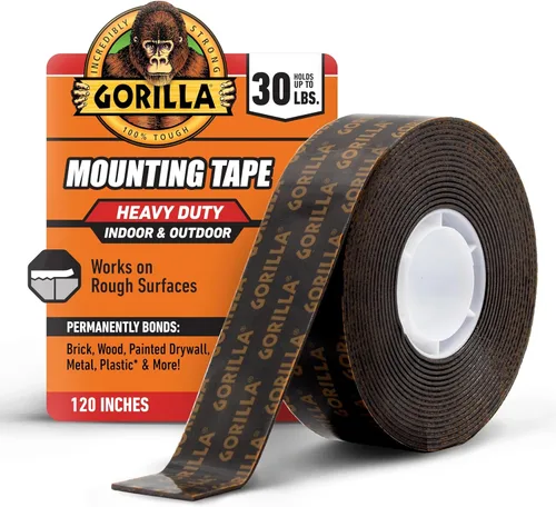 Vista 10 de Gorilla Cinta de montaje de doble cara de servicio pesado XL, 1 "x 120", negro (paquete de 1) Industrial-strength adhesive creates a permanent bond