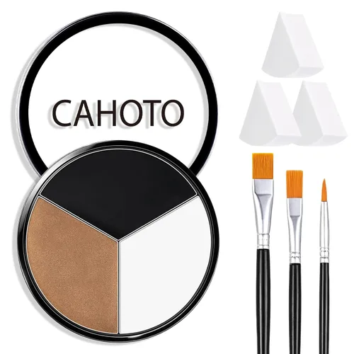 Vista 15 de Negro Blanco Gris 3 Colores Cara Cuerpo Pintura Con Esponja Y